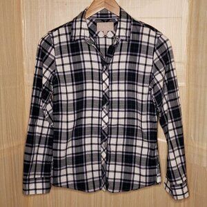 Banana Republic Womens Soft Wash Purple White Plaid Button Down Shirt Small